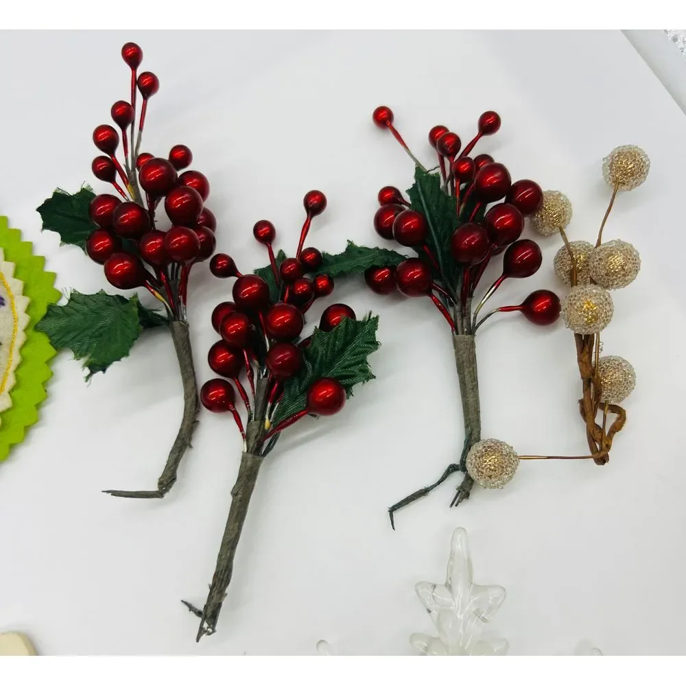 Christmas Tree‎ Ornaments Lot Vintage Homemade Stocking Decoration 80s Snowman
